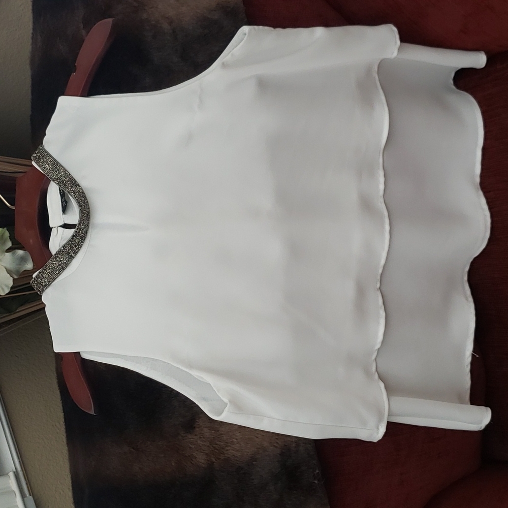 Zara Basic Collection Xs White Flowy Sleeveless B… - image 1